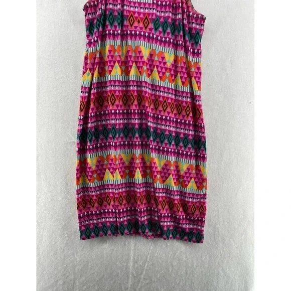 Laundry by Design Shift Dress Sz L Pink Geometric Retro Halter Keyhole Cutout - Picture 6 of 10
